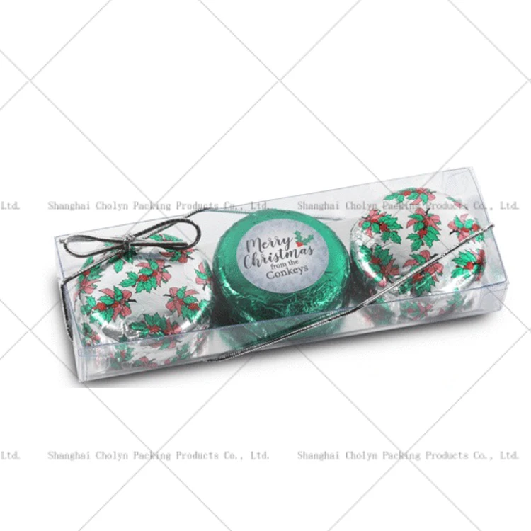 Customized printing candy chocolate pie cake packaging counter retail clear pet material plastic display box