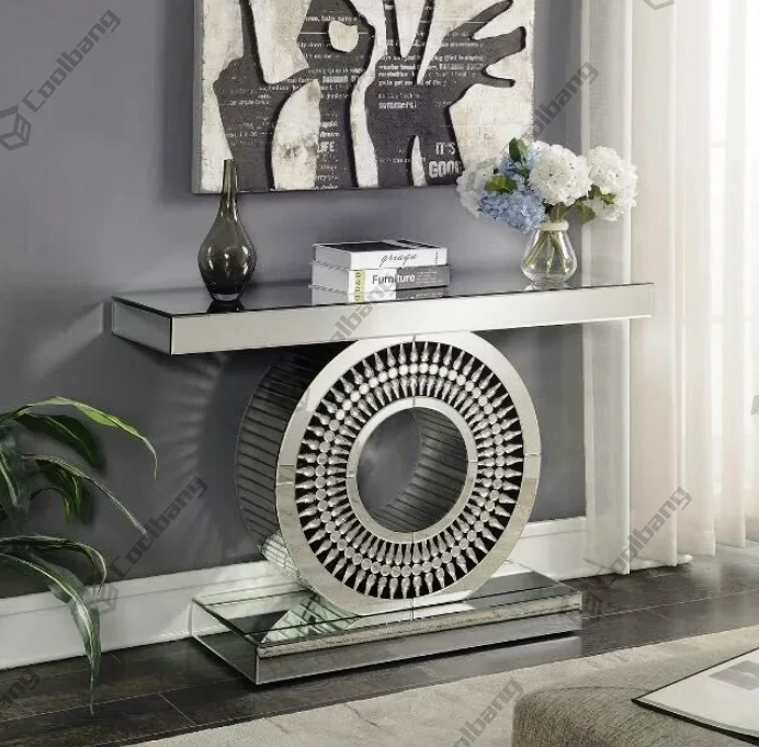 Роскошная мебель, зеркальный стол с блестящими бриллиантами