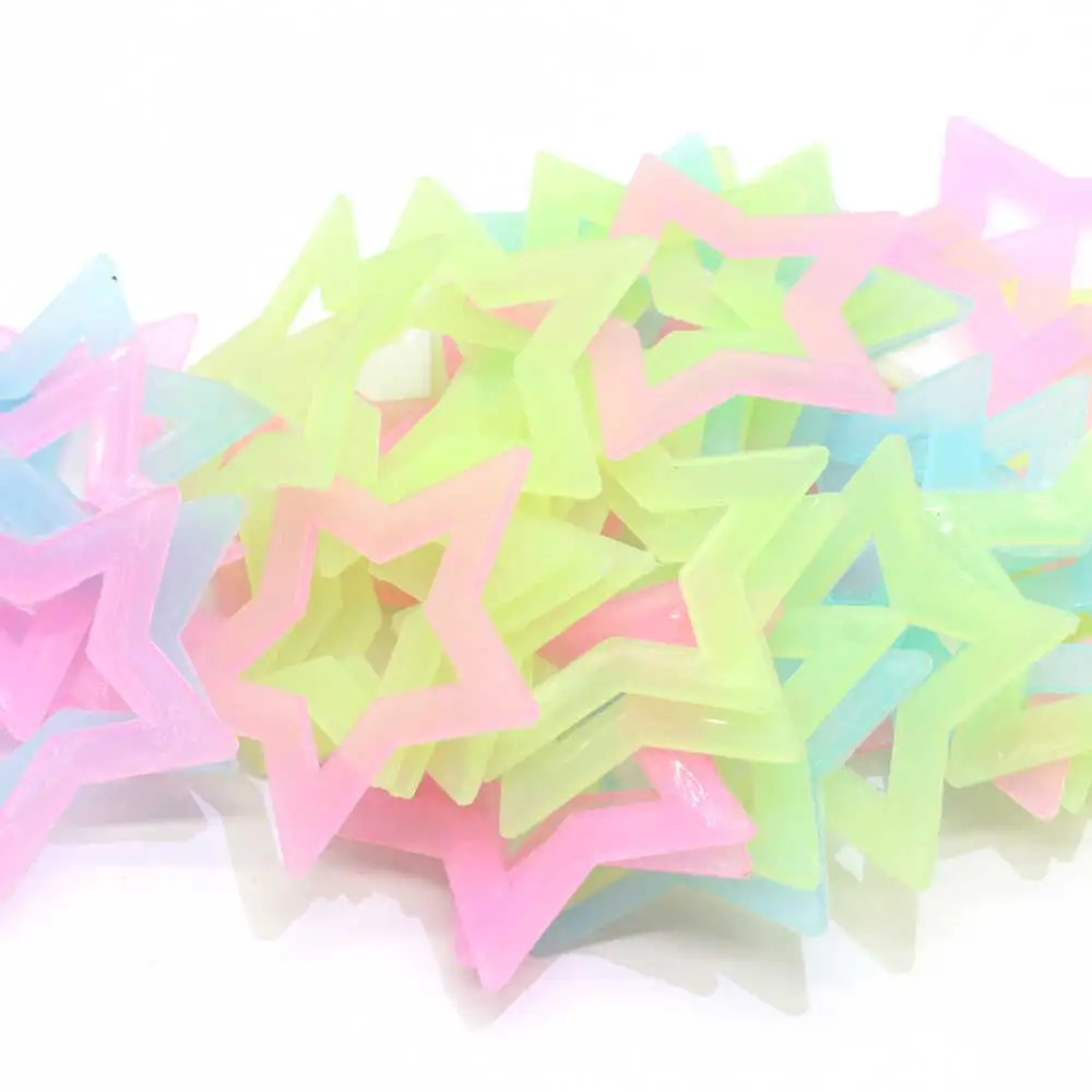 50Pcs/Lot Plastic Luminous Stars Fluorescent Noctilucent  Plastic Wall Stickers Decals For Home Ceiling Wall