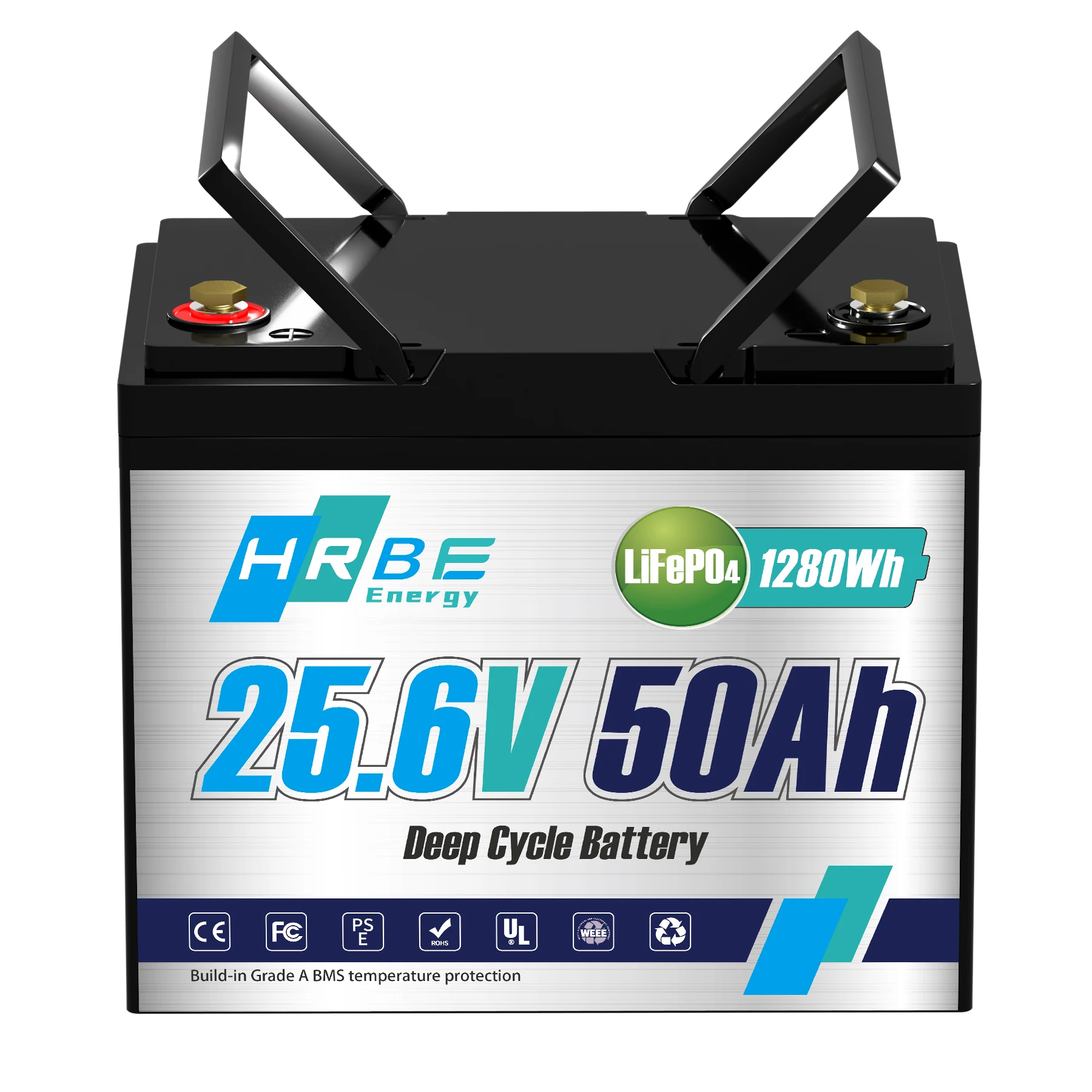 DE STOCK HRBEEnergy 24V 50Ah  LiFePo4 Battery Pack Built-in BMS RV Golf Cart Solar Storage Lithium Iron Phosphate Cell