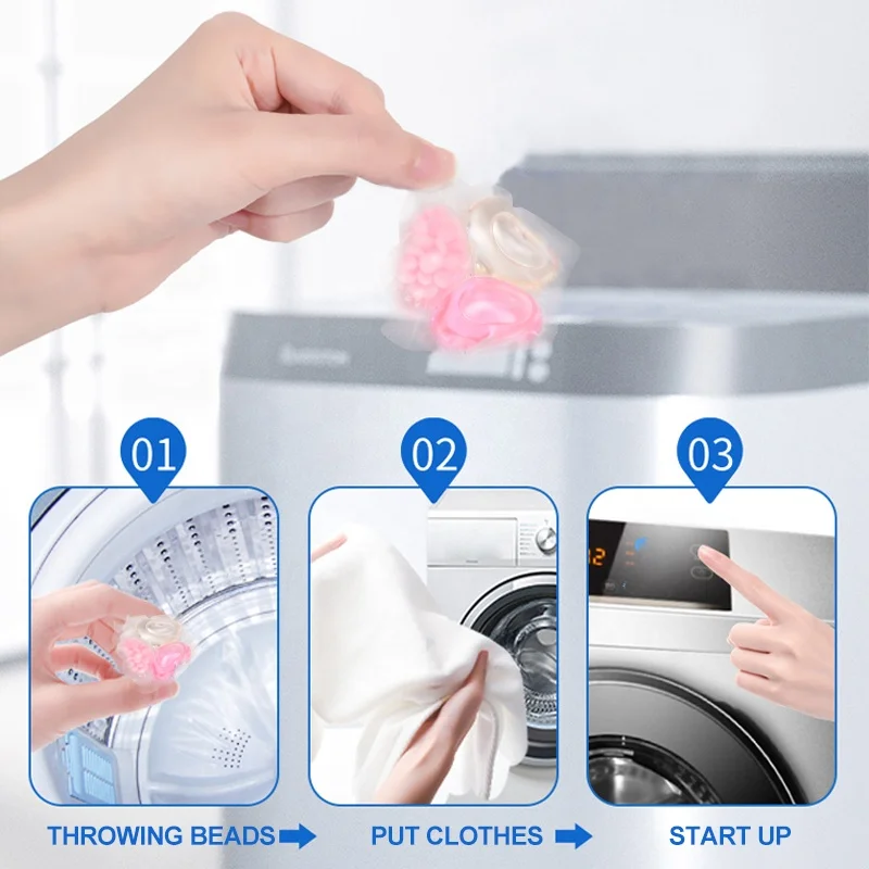 Wholesale Customizable  3-in-1 lasting fragrance Laundry Pods Organic Detergent Beads Natrual liquid Washing Capsules