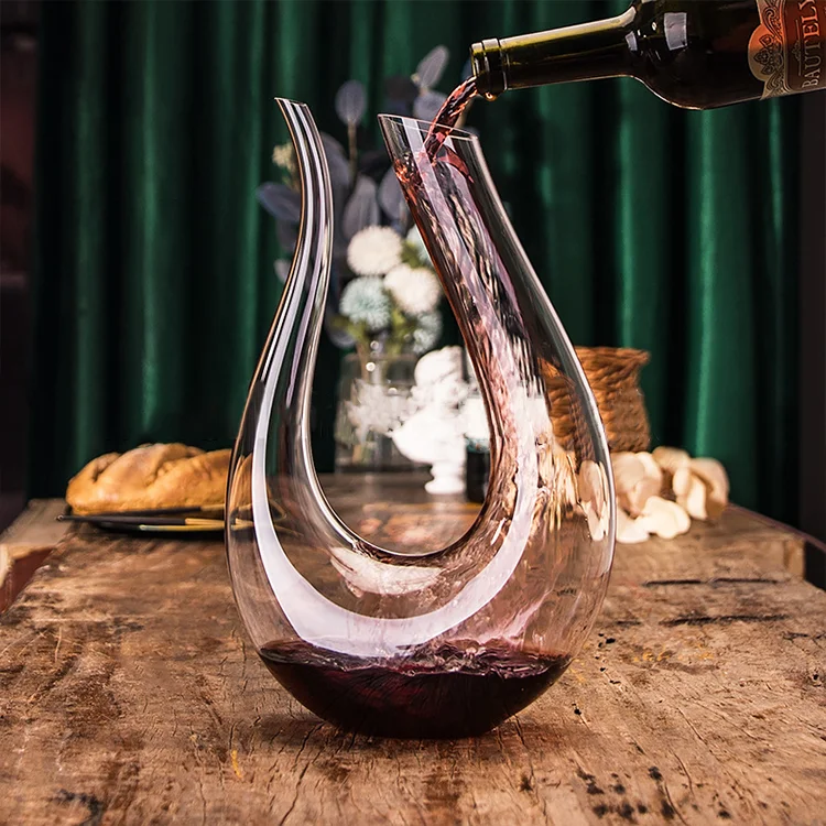 European crystal glass wine dispenser red wine flask wineware wholesale Custom Cheap U-shaped decanter