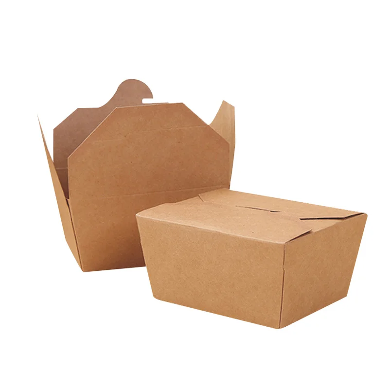 Индивидуальная коричневая коробка из крафт-бумаги для еды, бумажный контейнер для салата, фруктов, одноразовая упаковочная коробка для еды