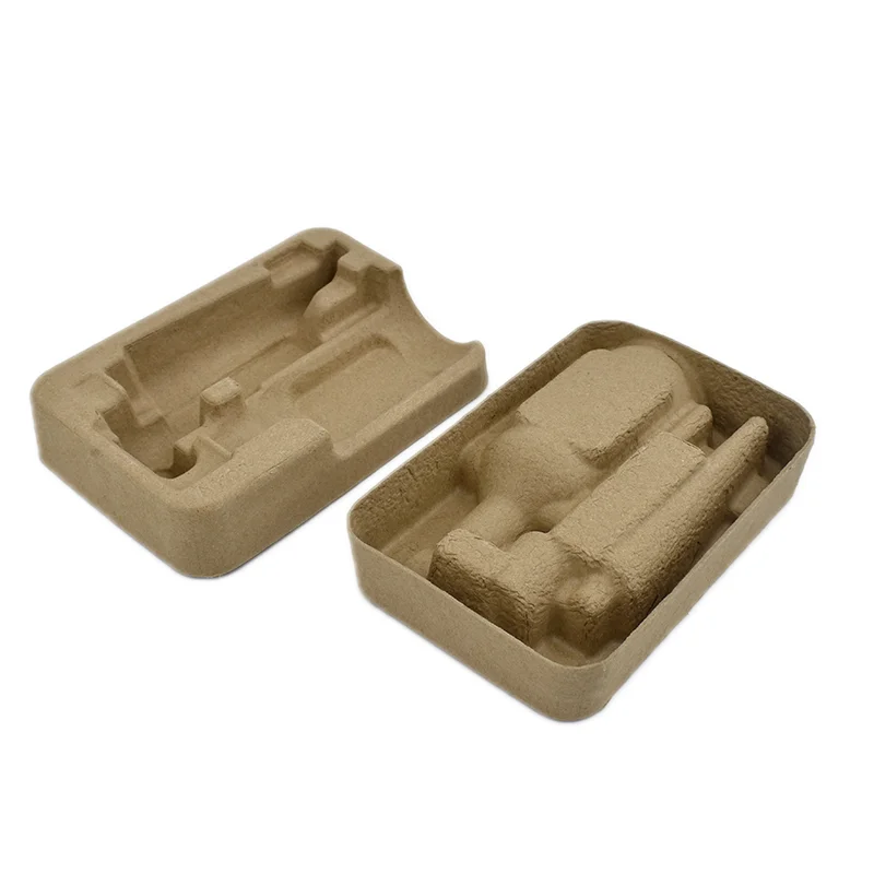 Dry Press brown Color Sugarcane Material Recycled Paper Pulp Tray Biodegradable and eco-friendly packaging Paper pulp box