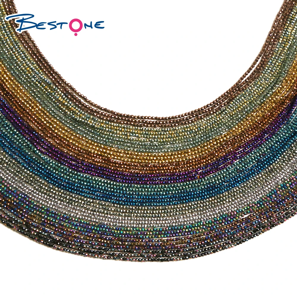 Bestone Multi Color 2mm Crystal Beads Cut Faceted Round Glass Beads DIY Bracelet Necklace For Jewelry Making