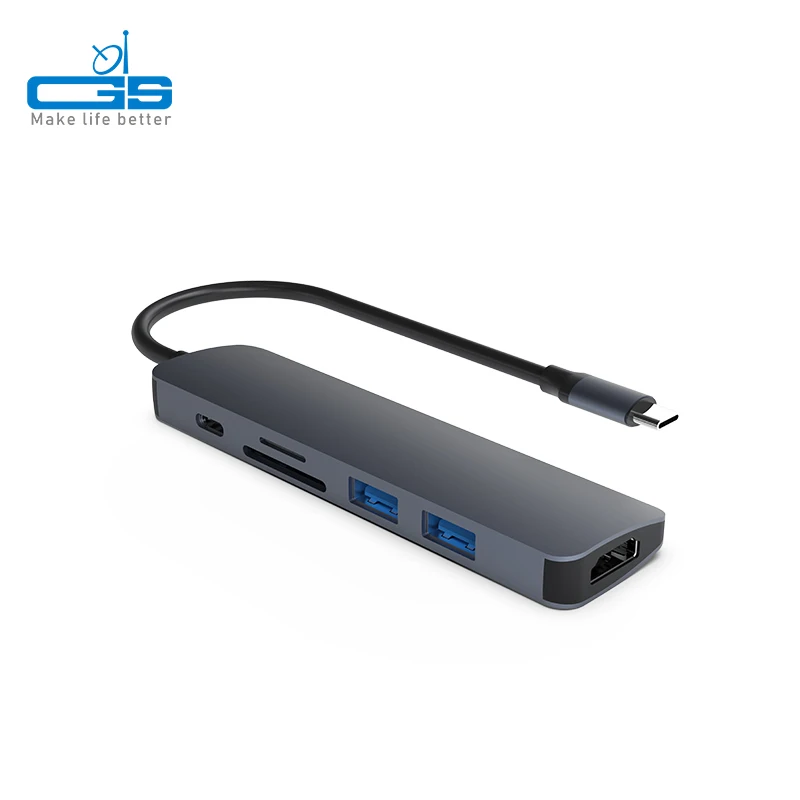 Factory Wholesale Price Portable Data Transfer SD TF Card HD HDTV USB 3.0 PD Type C Hub 6 In 1 Docking Station For Laptop