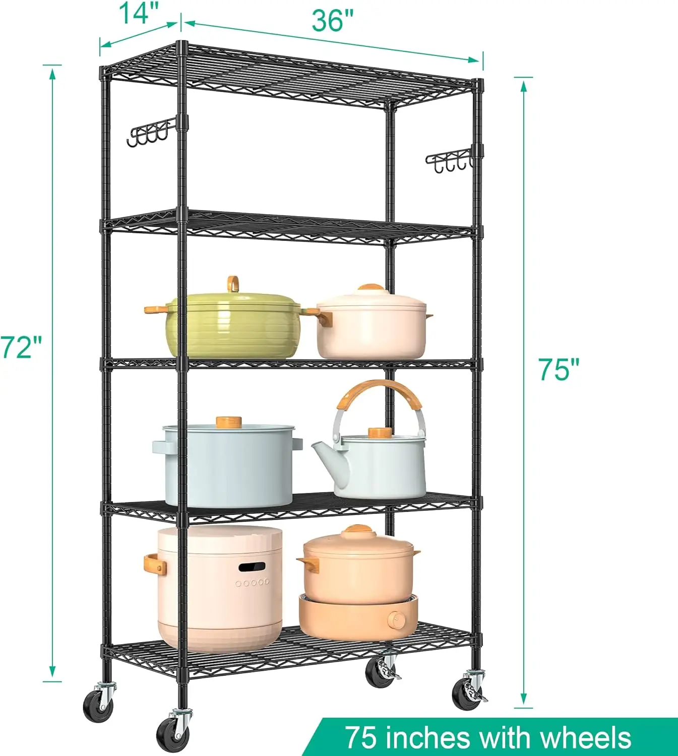 chrome wire shelf 5 tiers wire shelving rack