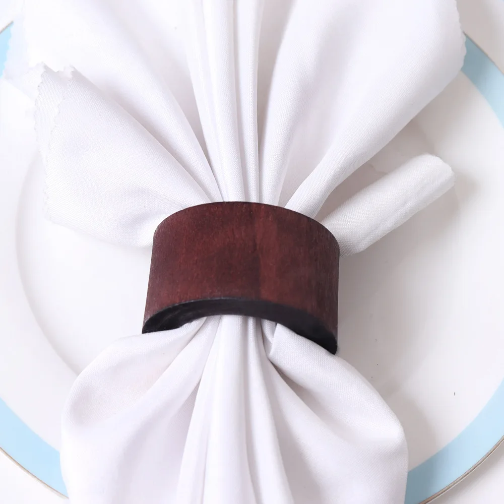Brown Wood Ring Napkin Buckle Hand-painted Raw Wood Napkin Buckle Simple Wood Napkin Ring Fabric Ring