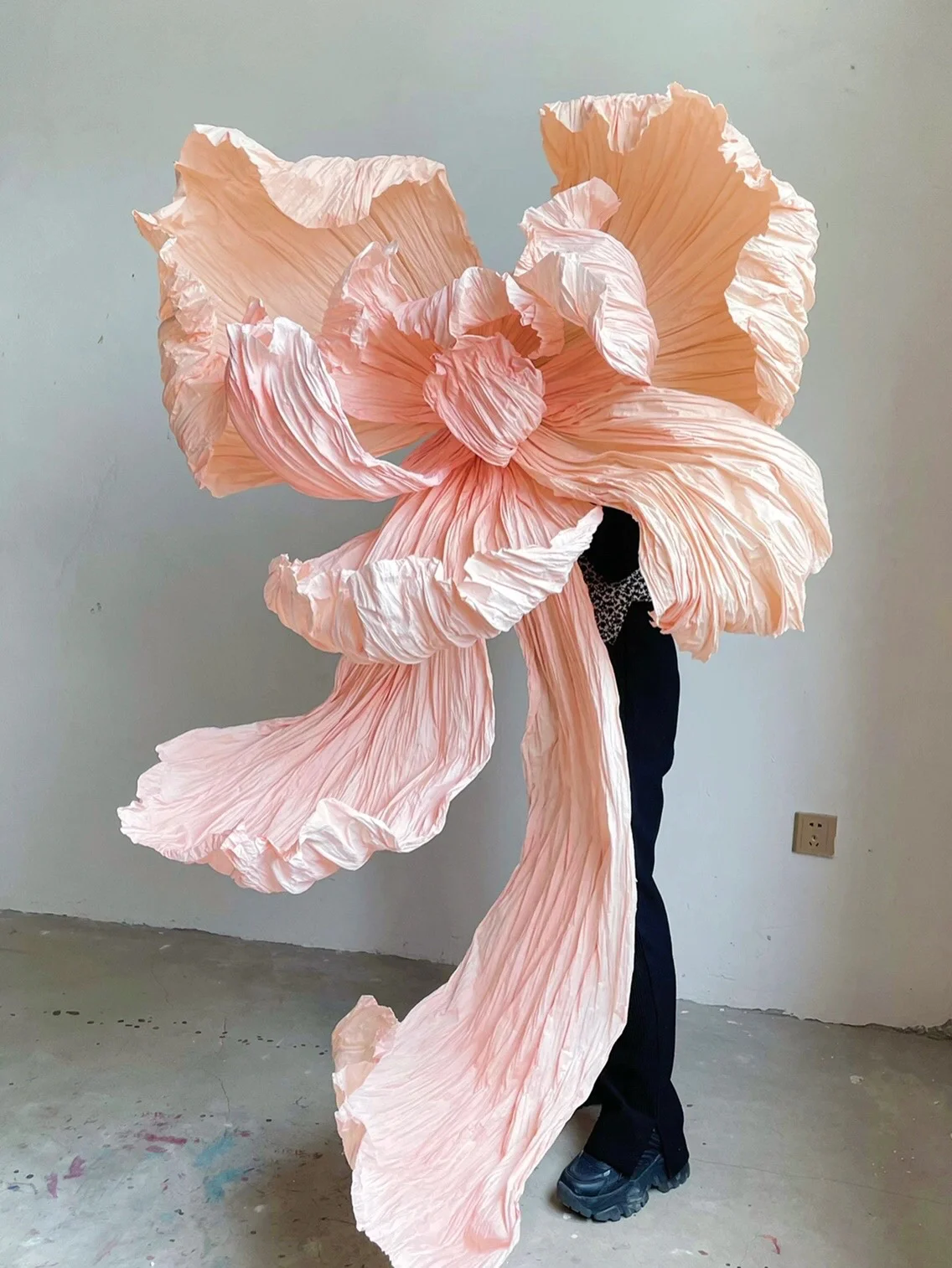 W-169 Wholesale Artificial pink giant paper flowers for Wedding photo booth Backdrop decoration
