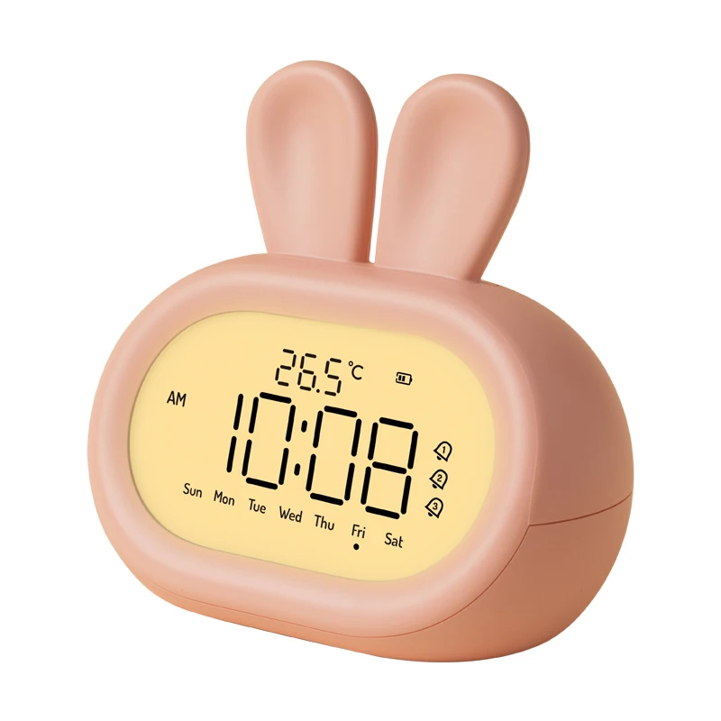 Factory Sale High Quality Kawaii Rabbit Alarm Clock Modern Design Quartz Desk Clock for Bedroom Decorative Use
