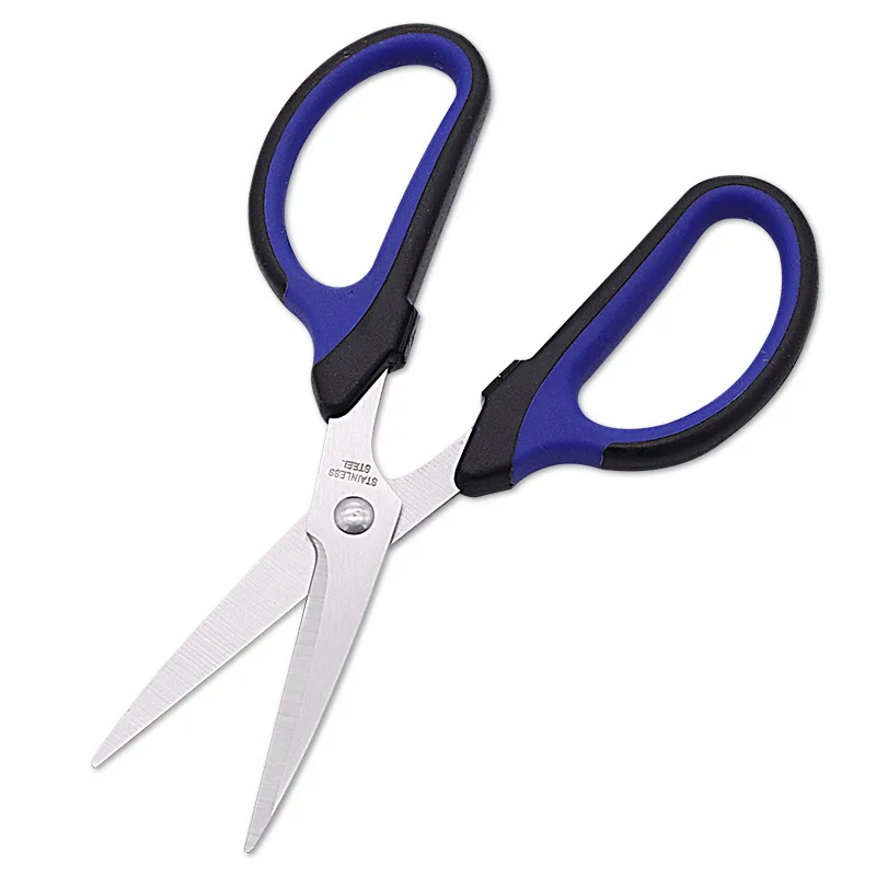 ZY-S0012 Wholesale Stainless Steel Household Scissors Students Stationery Scissors 6 Inch Rubber Plastic Office Scissors
