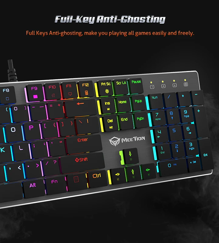 MEETION MT-MK80 Multi-language Optional Game Office Green Axis Mechanical RGB Lighting Programmable Game Keyboard