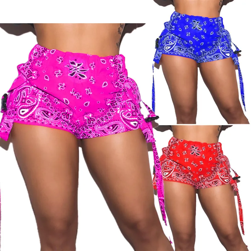 2023 Summer fashion big pocket printing paisley shorts hot pant bandana shorts pants for women