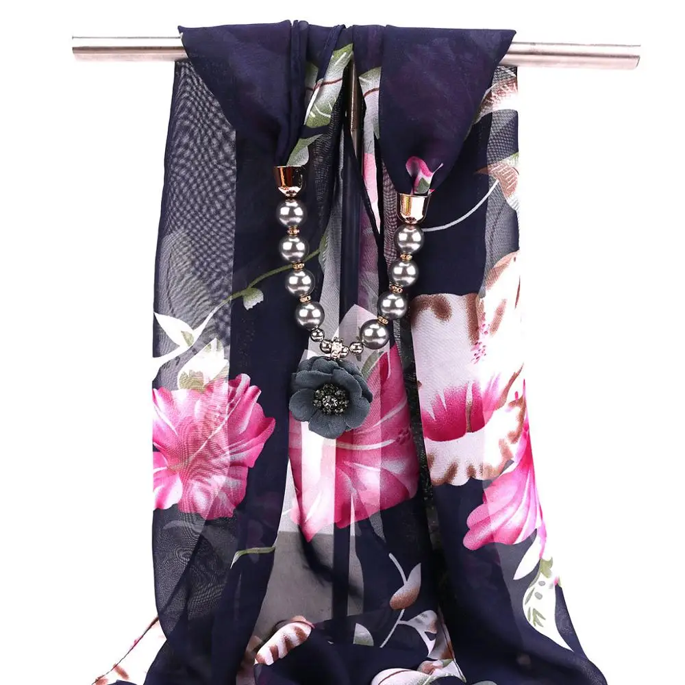 Женское шифоновое ожерелье с жемчужинами на весну и осень-зиму