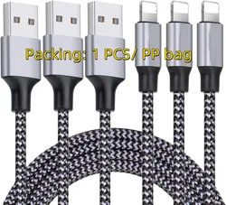 3FT 6FT Nylon Braided USB Charging Cable High Speed Data Sync Transfer Cord Compatible for iPhone 14/13/12/11 Pro Max/XS iPad