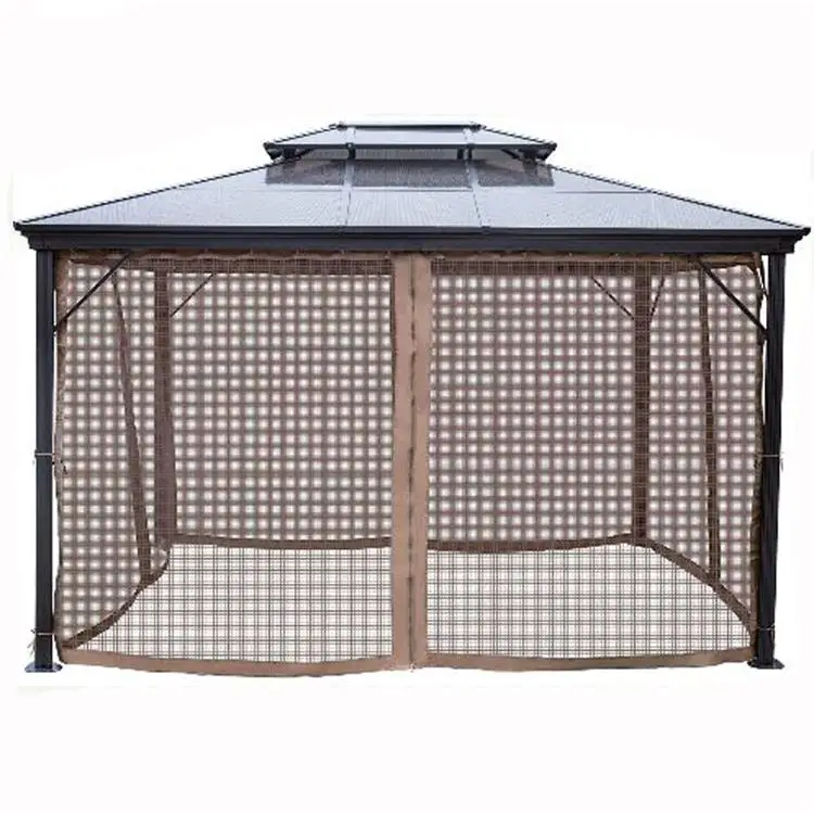Hardtop 3x4m Aluminum gazebo with curtain 10x13ft Pavilion Plastic PC Canopy Tent Gazebo with net