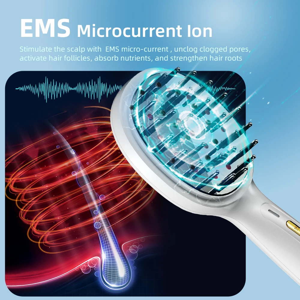 Portable electric head massager laser red light therapy hair scalp brush ems scalp massage device
