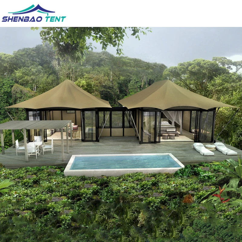 luxury large camping hotel accommodation waterproof safari tent outdoor for resort