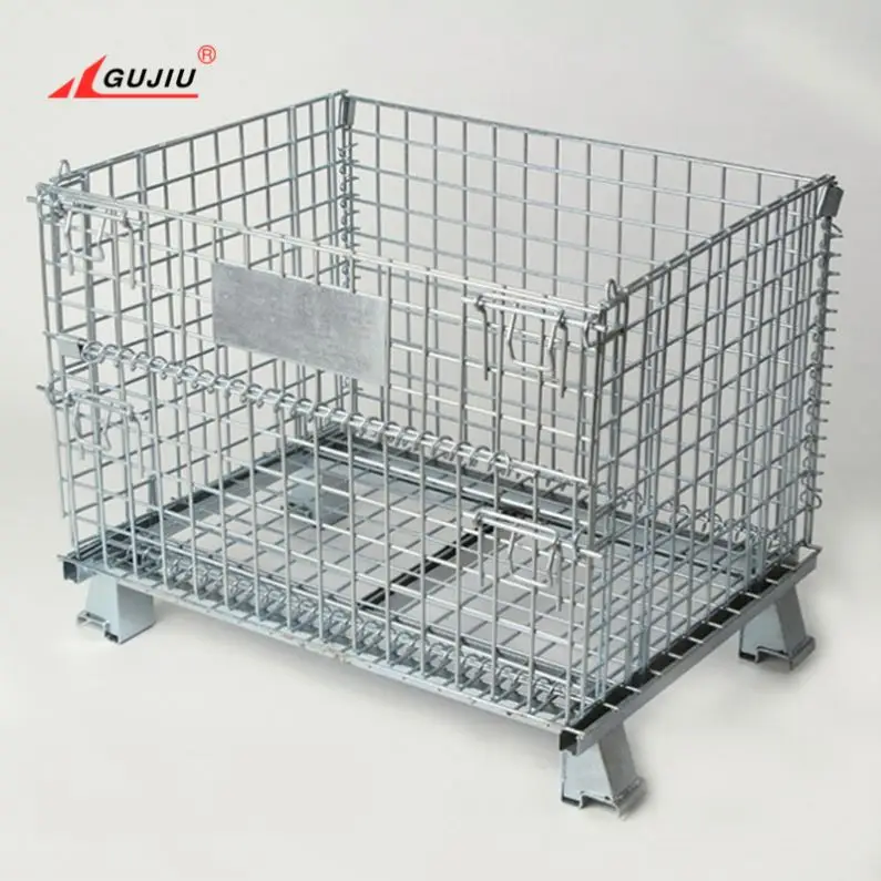 Replaceable Wire Wooden Storage Container Metal Firewood Plastic Pallet Cage Heavy Duty Storage Bins