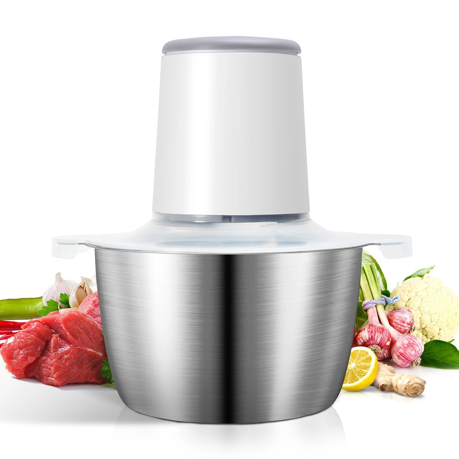 USB Electric meat grinders  Food Chopper Stainless Steel 2L Food Processors Meat Blender for Meat, Vegetables, Fruits and Nuts