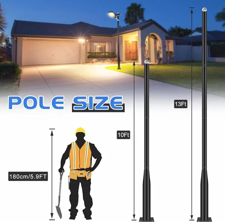 Outdoor Split Screws Type Solar Garden Lighting Street Light lamp pole 3m 4m 5m 6m lamp pole arm