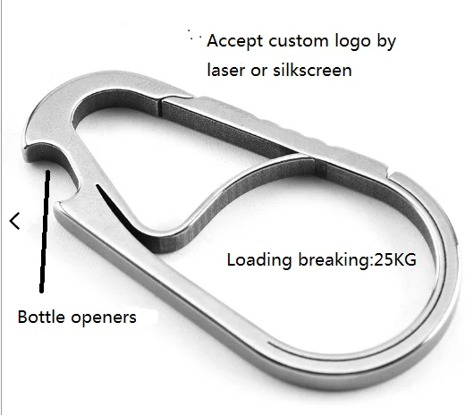 Camping Tool Gear Quick Release edc titanium stainless steel carabiner Clip with bottle openers