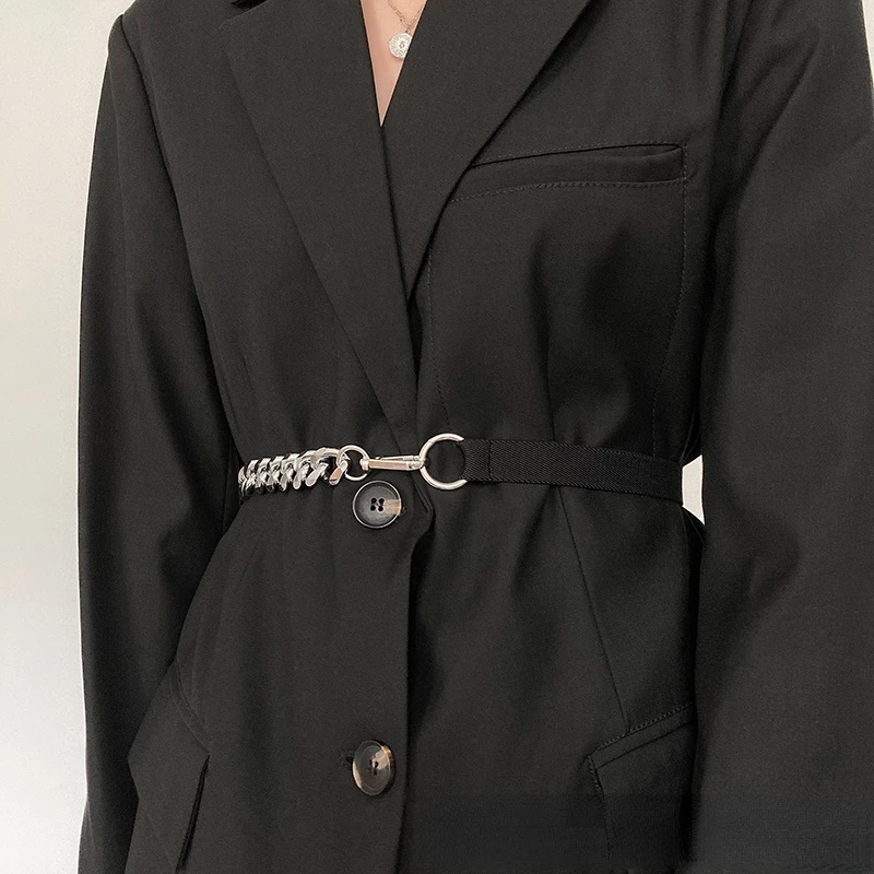 Fashion Metal Chain Suit Waist-tight Belt Elastic Waist Seal Lazy Style Belt