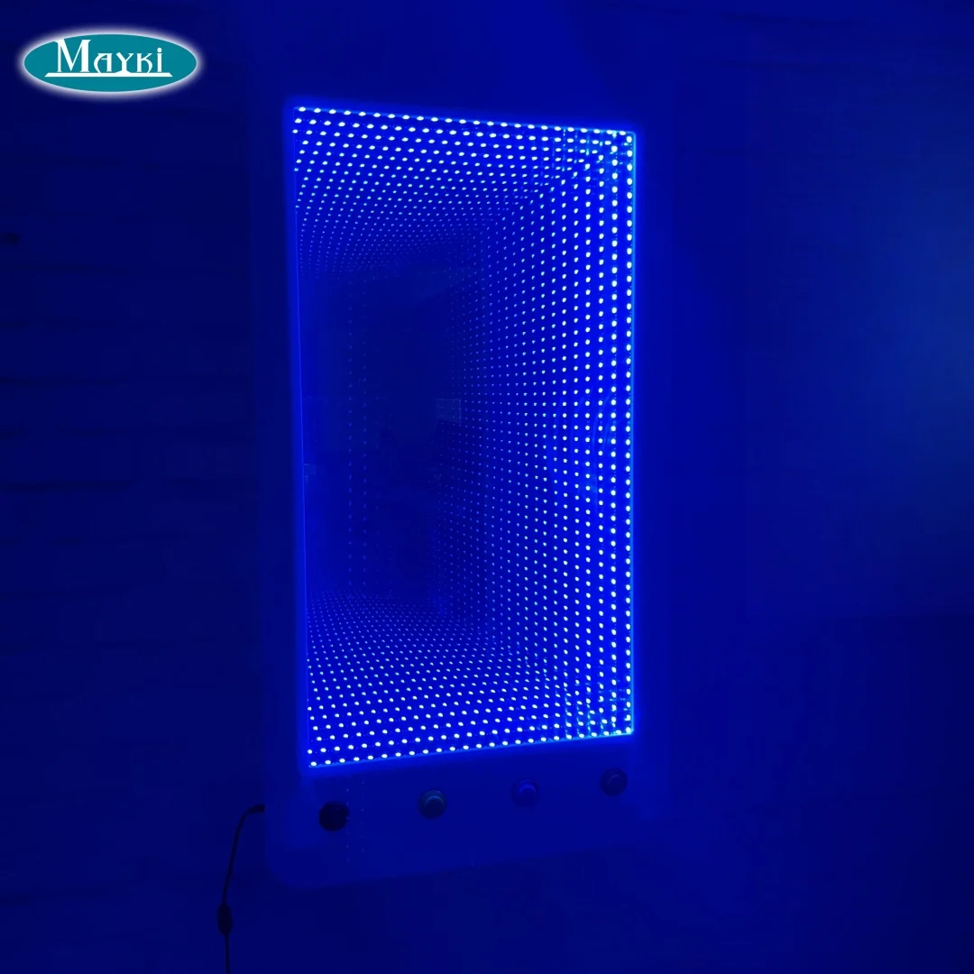 Modern design square shape wall mounted flexible rgb light mirror 3d infinity mirror