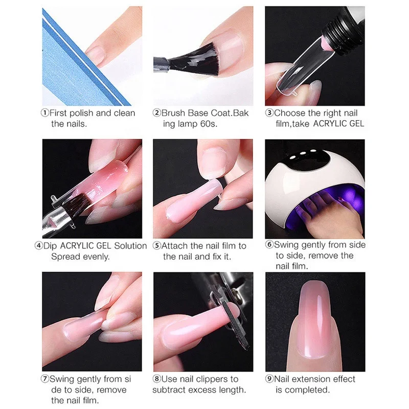 Hot Sale Professional Acrylic Quick Liquid Nail Gel Extension Kit With UV Lamp UV Gel Nail Polish Kit