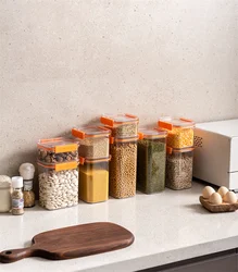 Pinmoo High Quality Airtight Plastic Jar Food Storage Containers with Lids Food Preservation Set