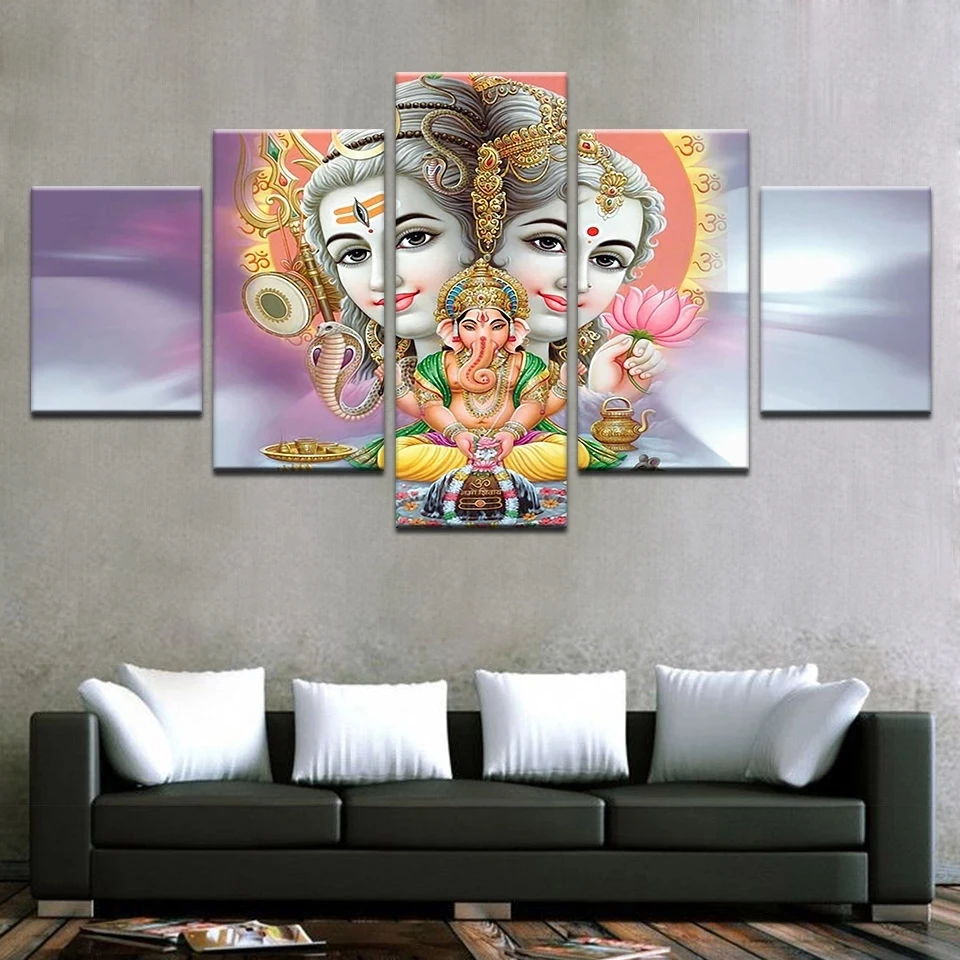 Modern Printed Home Goods Living Room Wall Art Canvas Hinduism Indian Lord Shiva Oil Painting