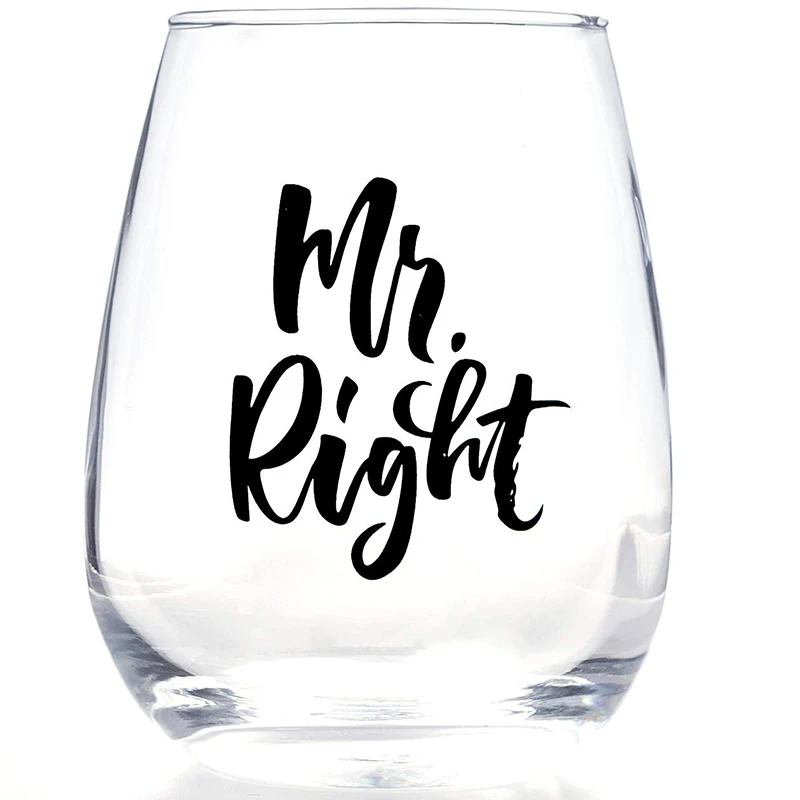 Wholesale Customized Cute Wedding Gifts Decaled Stemless Wine Glass and Beer Glass Combo - Engagement Gift for Couples