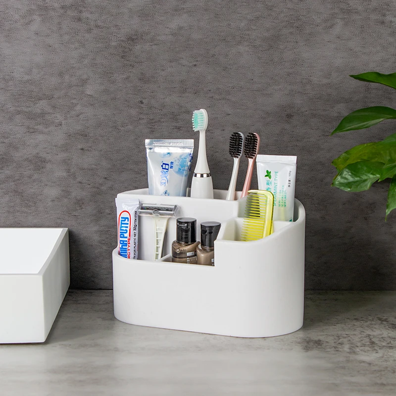 Delux Toothbrush Holder 5 Compartment Tooth Brush Caddy Bathroom Accessories Stand Organizer Rack for Home