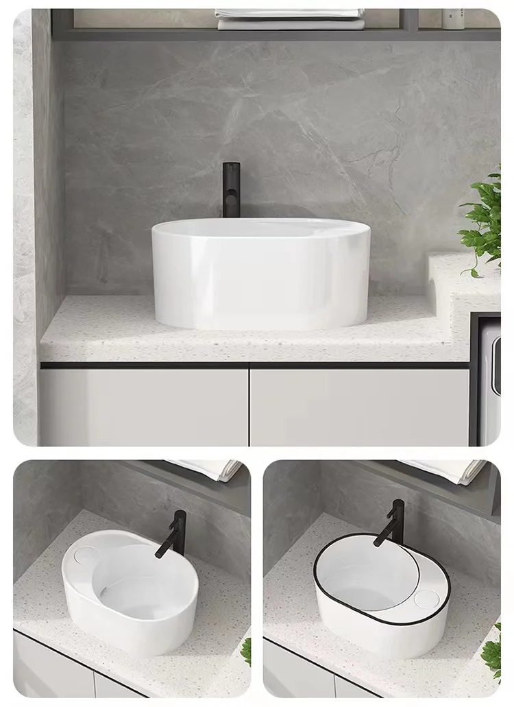 Big new arrival art table basin ceramic oval shape wash basin including console concealed launching countertop sink