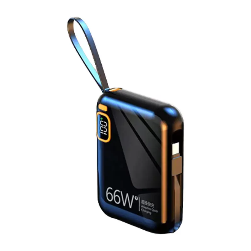 Portable 2 in 1 charger fast lithium polymer battery 10000mah cute mini emergency external power bank with cables Power Bank