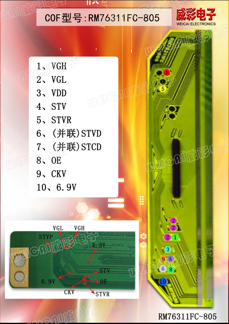 Signal Definition Diagram for screen panel repair machine fly line jump line cof data sheet book technical sharing ic repair