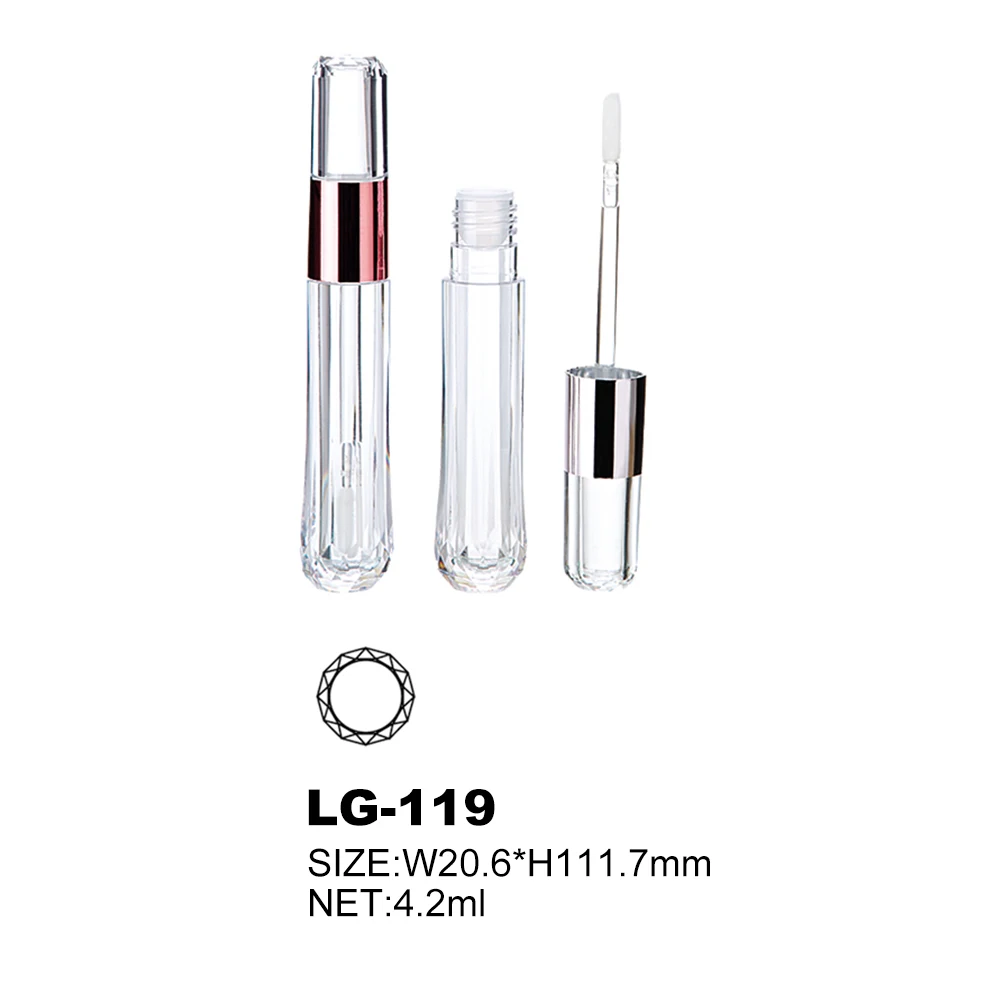 Transparent clear container acrylic cute empty lip gloss tube custom lipgloss packaging