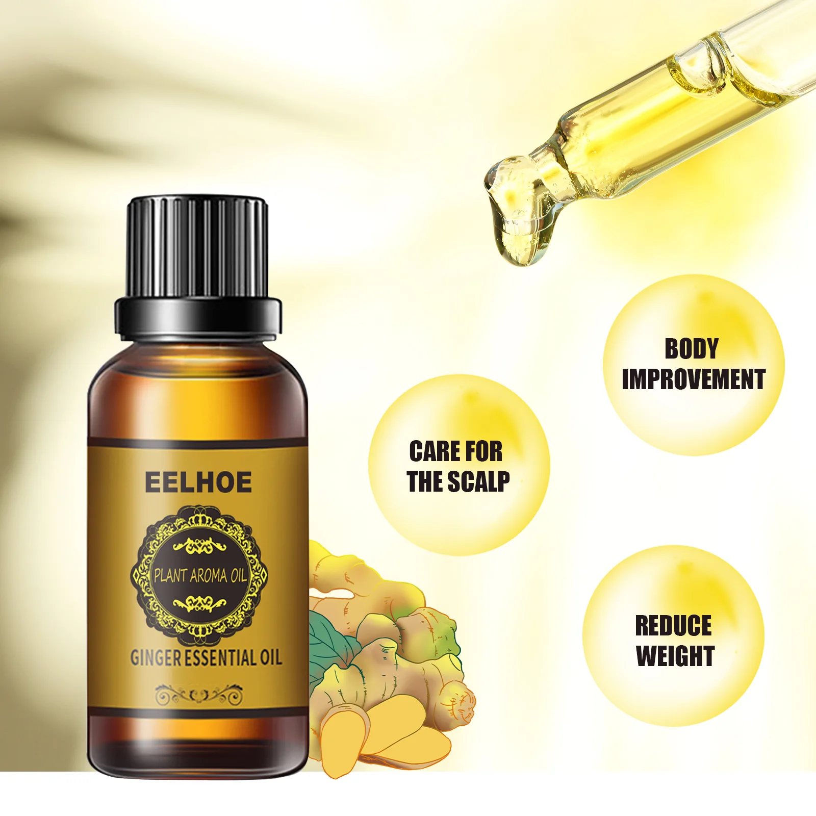 Ginger Lose Weight Compact Massage Serum Oil Ginger Extract Soothe Skin Improve Complexion Serum Oil