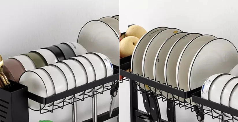 Adjustable Over the Sink Dish Rack Stainless Steel Dish Drying Rack