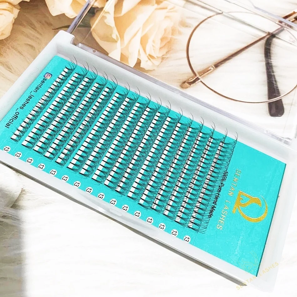 3D premade volume fans short stem already fans box darkest color hand made 0.07 0.10 C CC D DD eyelash extensions