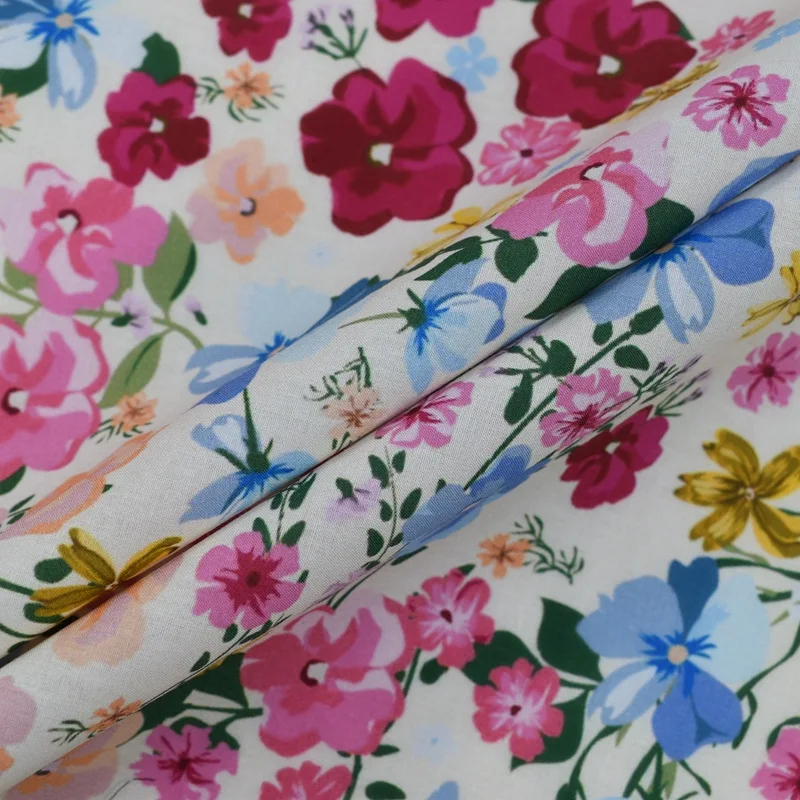 Low moq custom digital printing wholesale London lawn tana lawn high quality 100% flower cotton printed fabric floral for dress