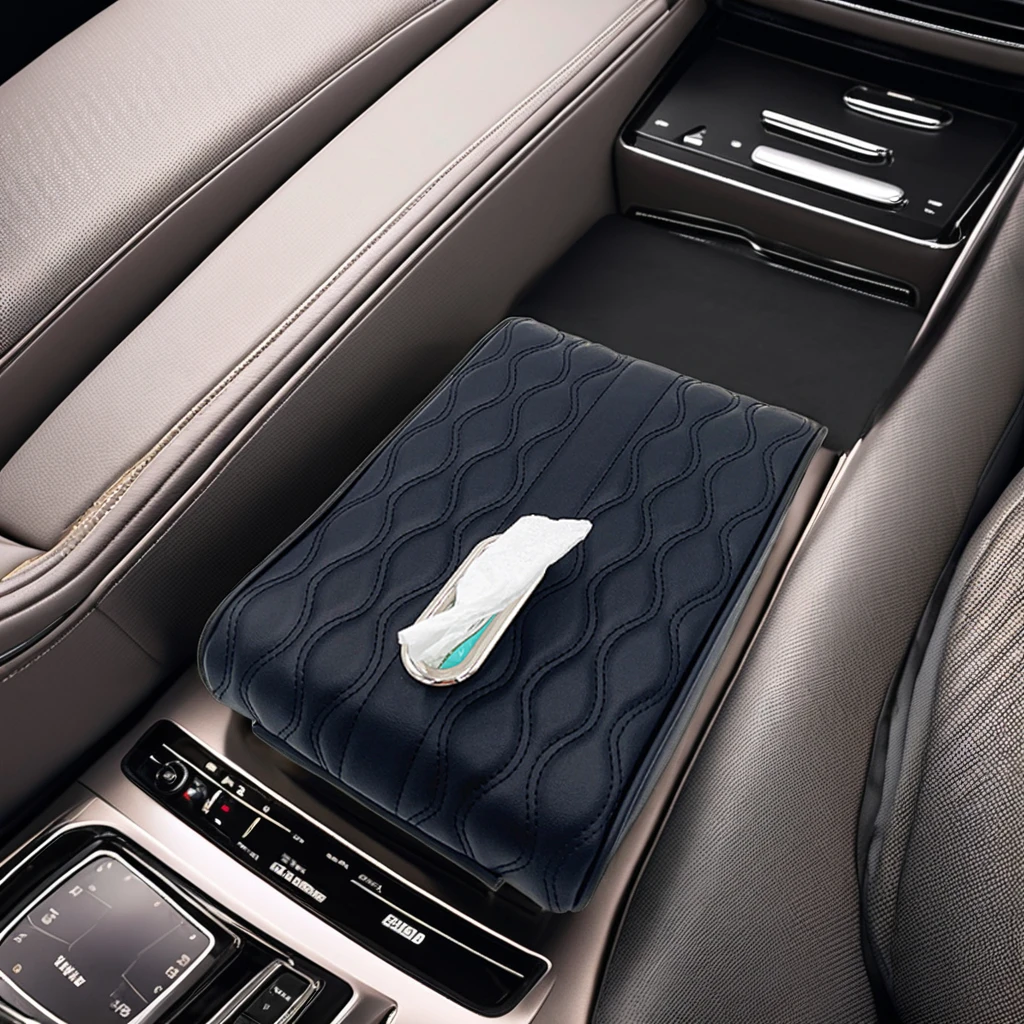 Car Center Console Cover-armrest Box Arm Rest Cushion Towel Armrest Pad for Car Multifunctional Paper OEM Leather Storage Box