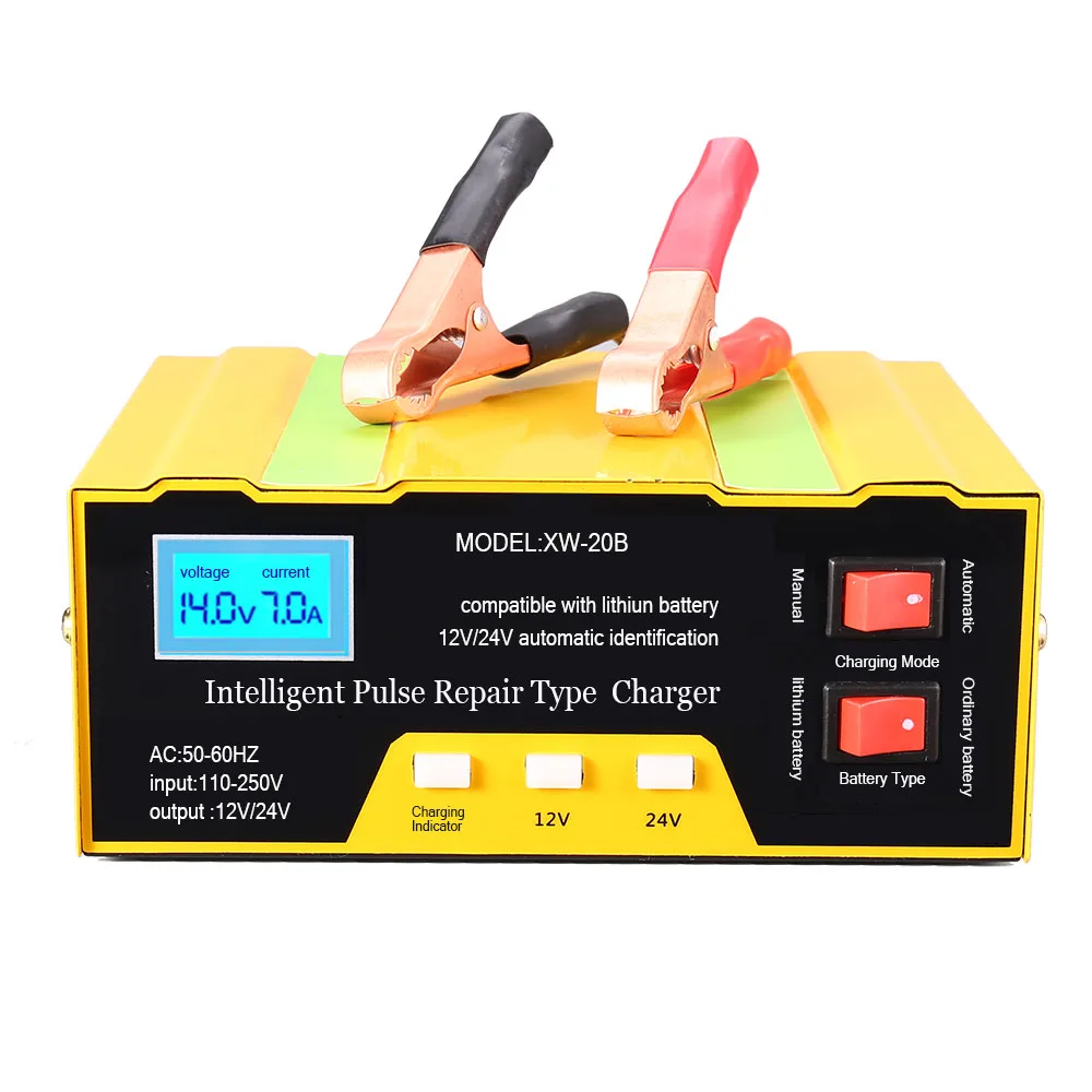 Monfara 12V 24V 10A Intelligent Pulse Repair Battery Charger Car Maintainer Battery Charger