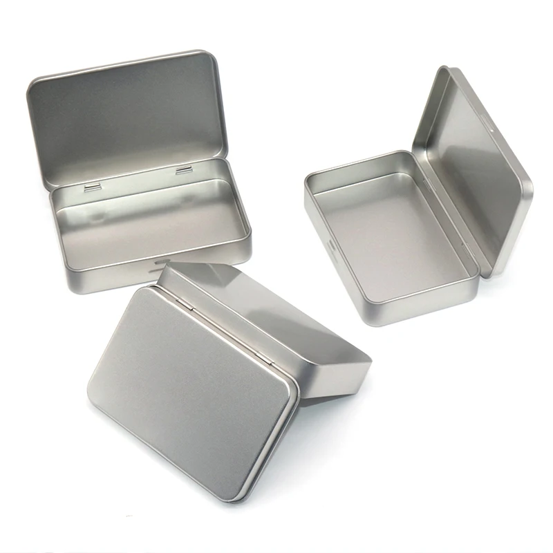 Hot selling reusable Square Metal Box Tin Condom tin Box with Hinged Lid