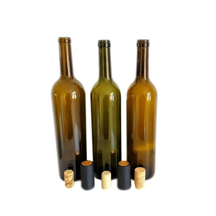 500/750/1000ml Clear Amber Dark Green Bordeaux and Burgundy Grape White Grape Wine Glass bottle