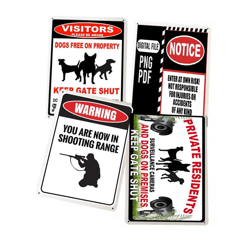 TLB Factory Custom Designed Rectangular Acrylic Decorative Painting Vicious Dog Warning Sign Safety Logo Uv Printing Icon Clear