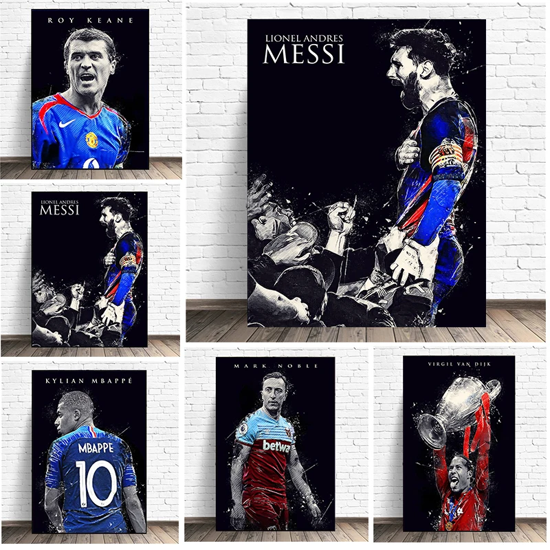 MESSI And 25 Football Players Portrait Wall Art Pictures And Canvas painting for home Decor Cuadros Living room Decoration