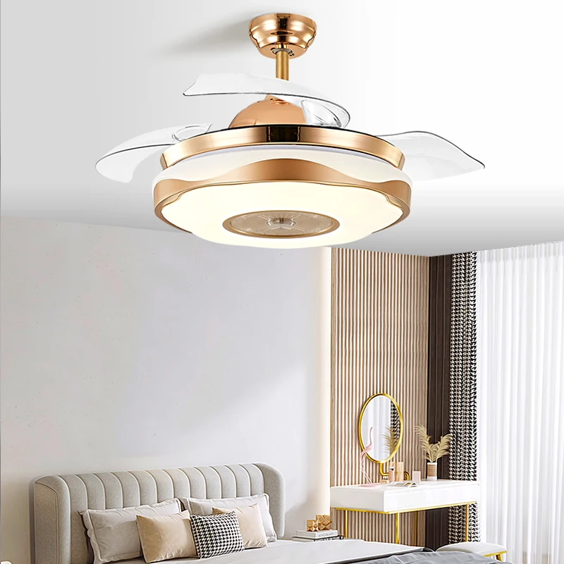 Factory Direct Modern Designer decor Smart DC Electric ABS Blade ceiling fan lights with remote control