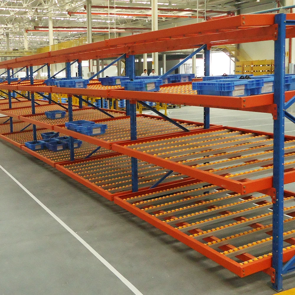 
First in first out pick up mode industrial sliding shelf system 