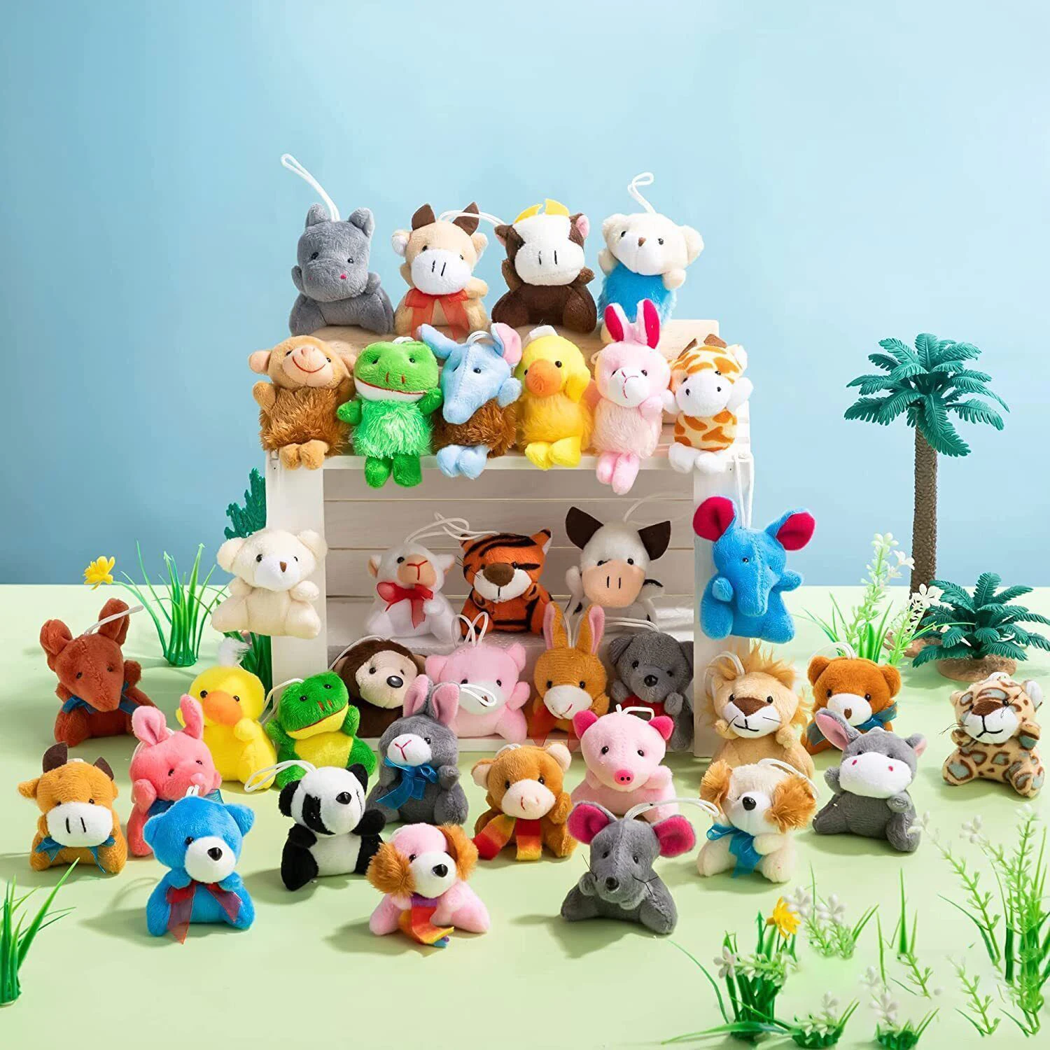 BSCI Kawaii Mini Cheap PP Cotton Assorted Crane Machine Peluches Stuffed Animal Keychain Plush Toy Vending Claw Machine Toy Doll